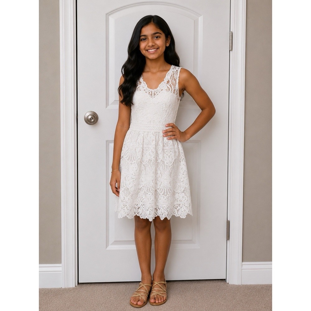 Rare Editions Girls Dress Crochet Lace White size 14 NWT
